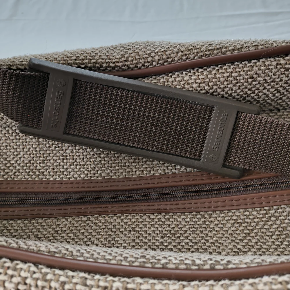 VTG Samsonite 2100 Tweed Brown Woven Travel Bag Luggage Tote Vacation Carry On